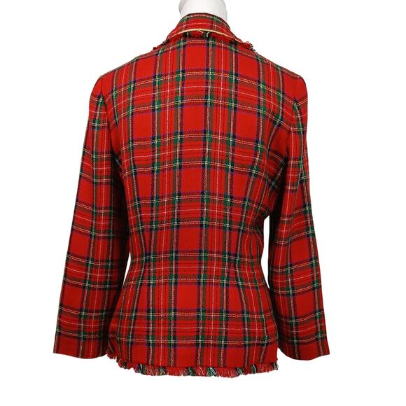 David Warren VTG SZ 8 Tartan Bling Gold Button Front Fitted Blazer Lightweight - Picture 6 of 8